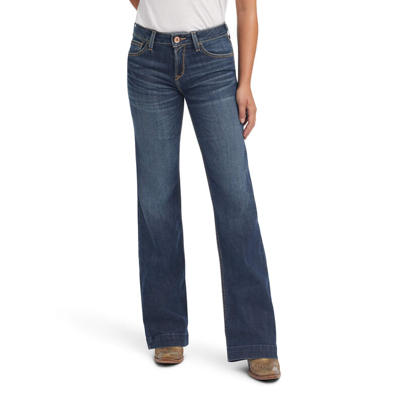 Ariat Perfect Rise Maggie Wide Leg - Naisten TummanSininen Farkut ( YWDQVR-157 )